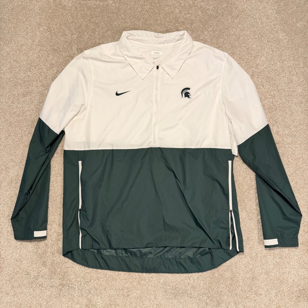 Nike Michigan State Spartans Windbreaker XL Quarter Zip Player Issued On Field - Picture 1 of 10